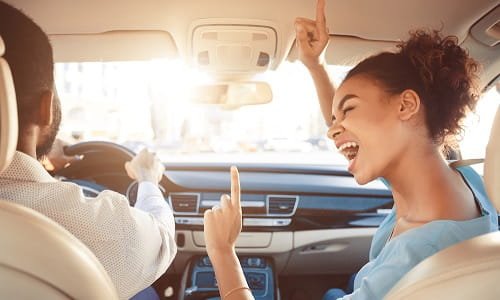 Listening Loud Music In Car